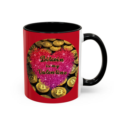 Bitcoin is My Valentine Red Accent Mug by cypherpunkgear.com