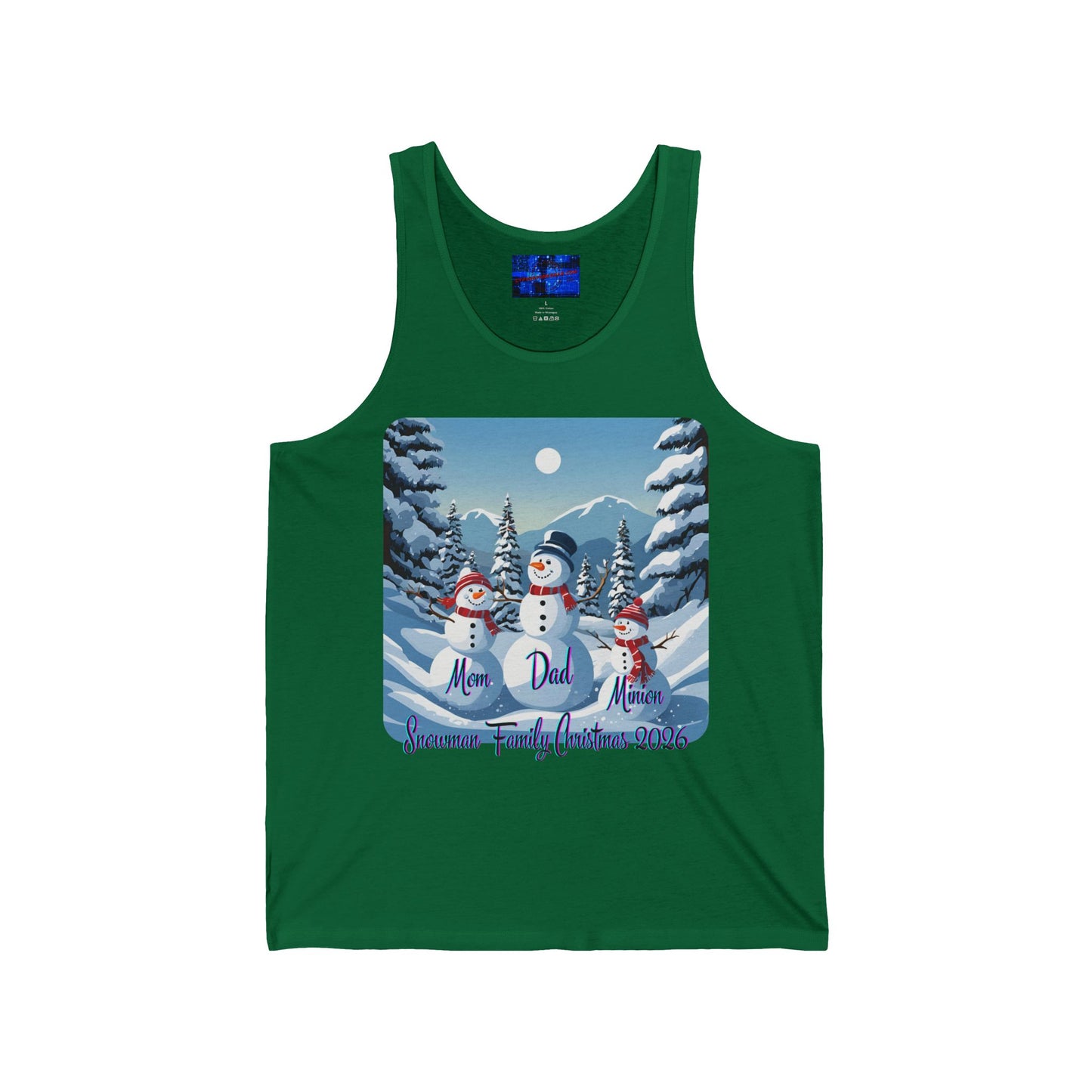 Snowman Family of 3 Unisex Jersey Tank Top by cypherpunkgear.com