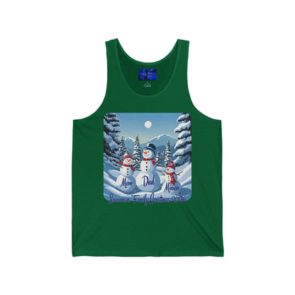Snowman Family of 3 Unisex Jersey Tank Top by cypherpunkgear.com