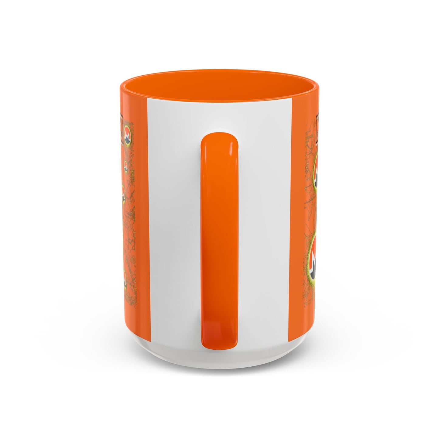 Monero (XMR) don't assume your freedoms are assured Orange Accent Mug by cypherpunkgear.com