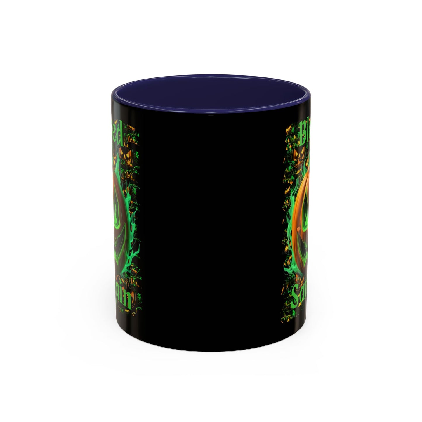 Blessed Samhain Green Jack Black Accent Mug by CreepyCrafts.boo