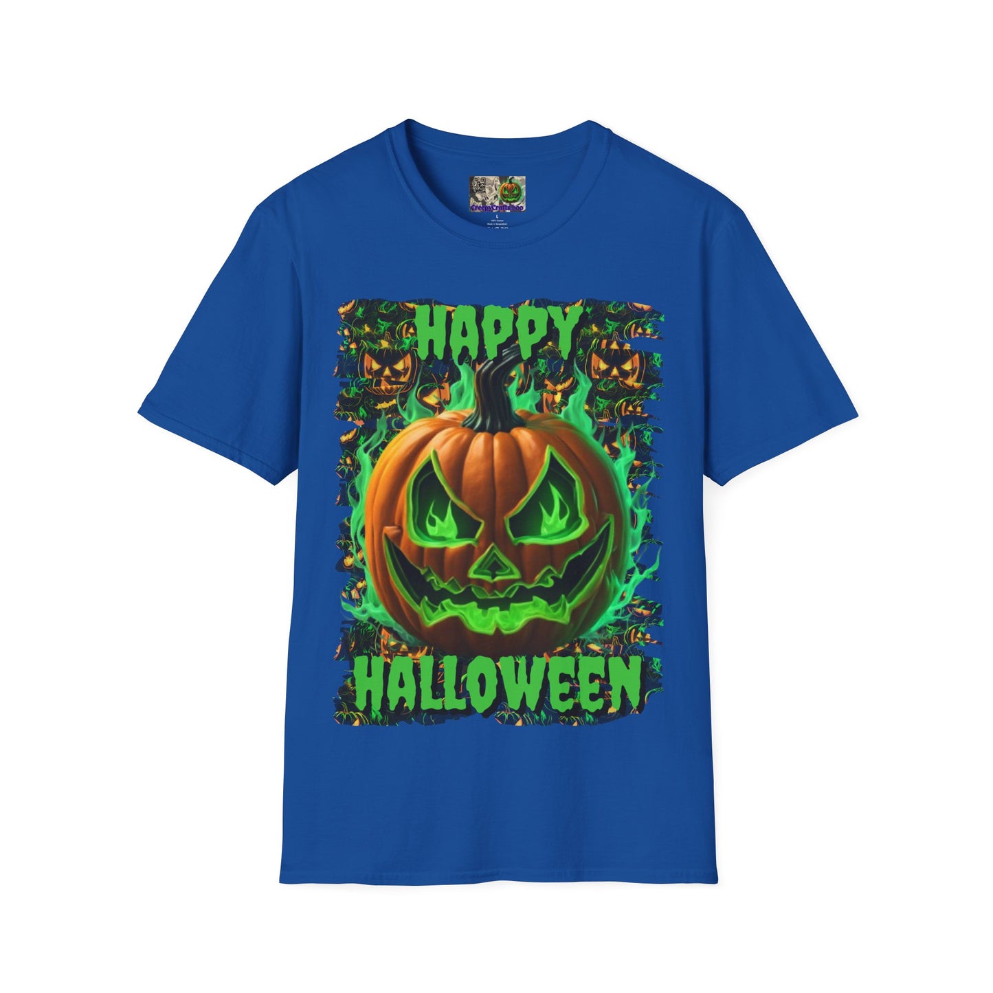 Happy Halloween Green Jack Dark colors Unisex T-Shirt by CreepyCrafts.boo