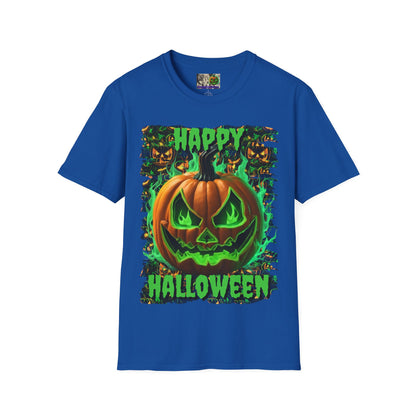 Happy Halloween Green Jack Dark colors Unisex T-Shirt by CreepyCrafts.boo