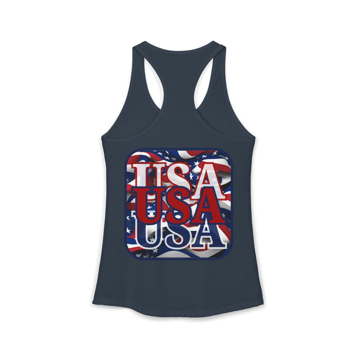 2-sided RED White and Blue USA Patriot Women's Racerback Tank Top by cypherpunkgear.com