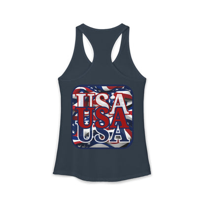 2-sided RED White and Blue USA Patriot Women's Racerback Tank Top by cypherpunkgear.com