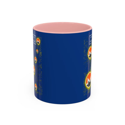 Monero (XMR) don't assume your freedoms are assured Blue Accent Mug by cypherpunkgear.com