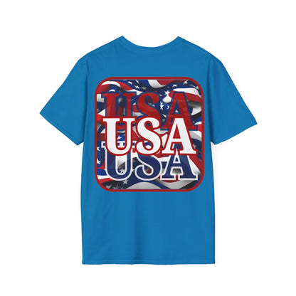 2-sided Red WHITE and Blue USA Patriot DKcolors Unisex T-Shirt by cypherpunkgear