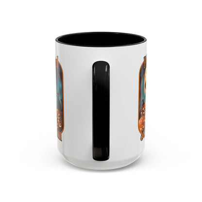 Blessed Samhain Cute Witch Orange font White Accent Mug by CreepyCrafts.boo