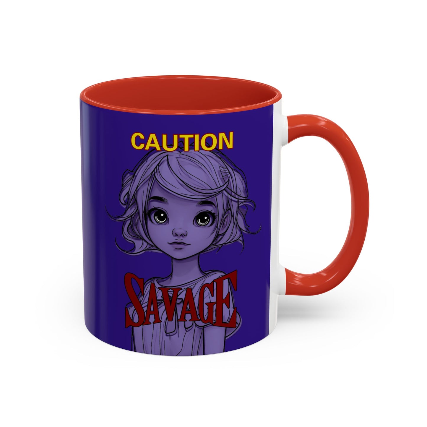 Caution, Savage Dark Purple Accent Mug by cypherpunkgear.com
