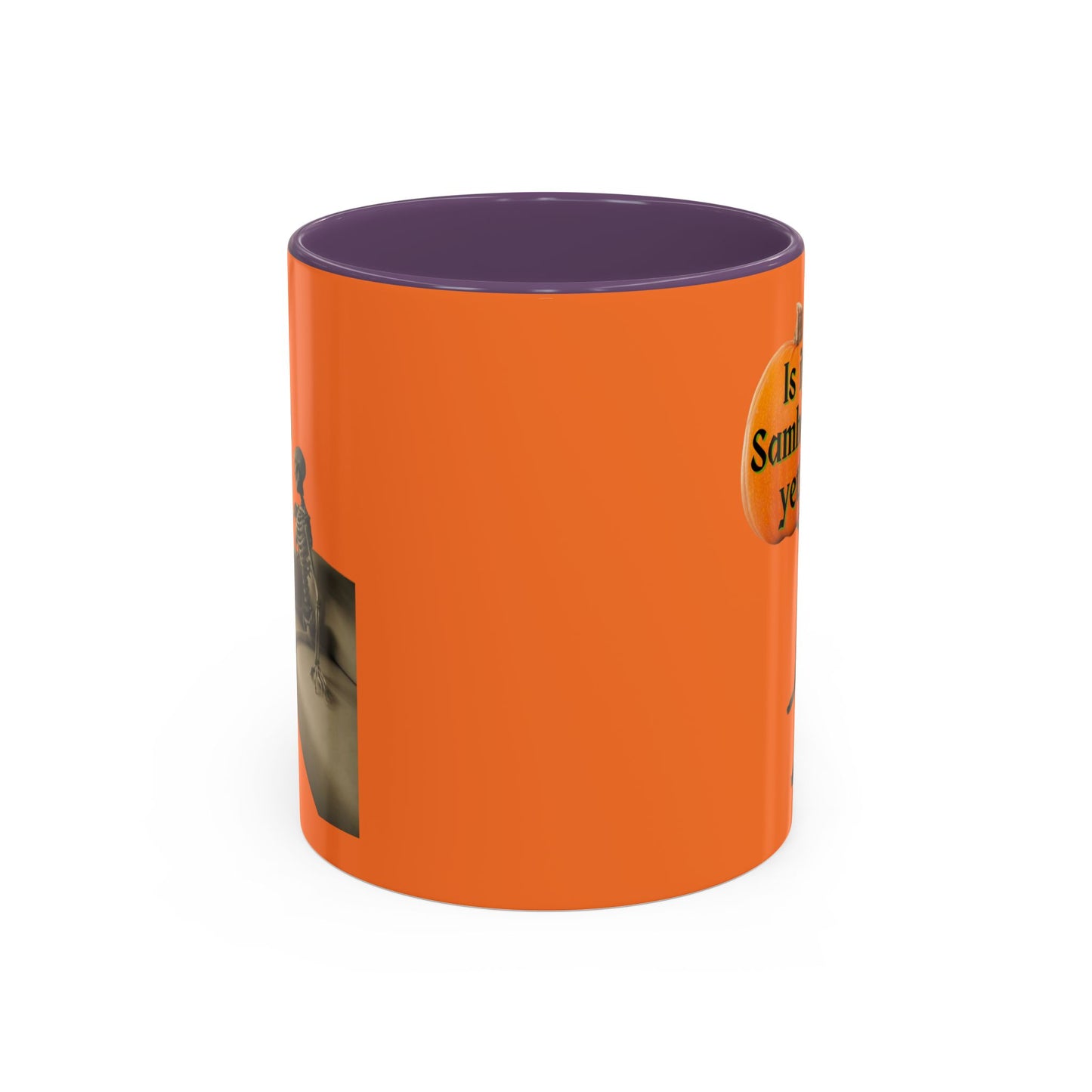 Is it Samhain yet? Skeleton's Pumpkin Orange Accent Mug by CreepyCrafts.boo