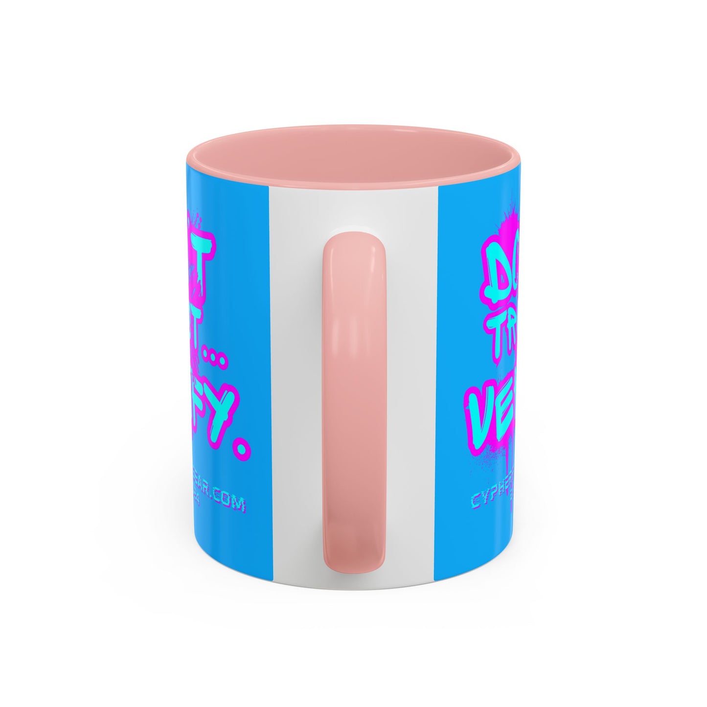 Don't Trust...Verify. Light Blue Accent Mug by cypherpunkgear.com