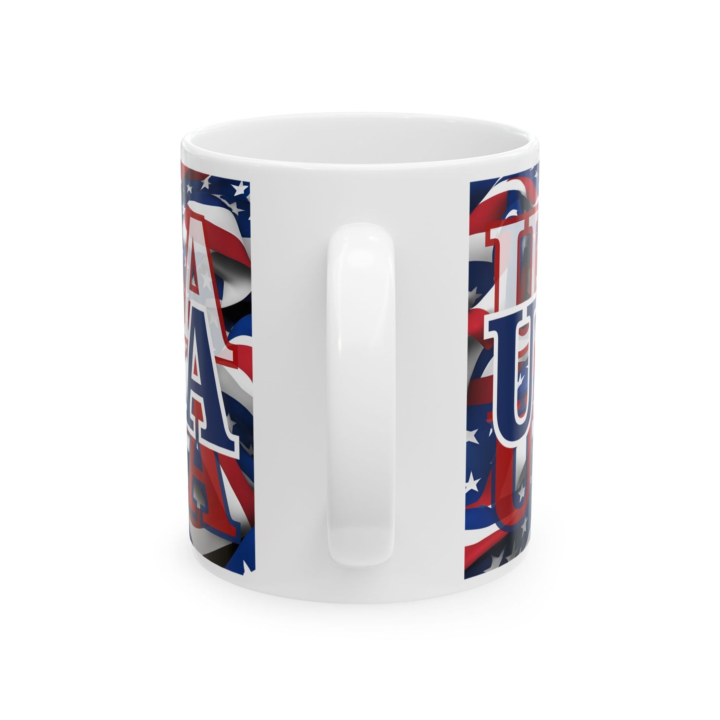 USA Blue font Center Patriot White Mug by cypherpunkgear.com