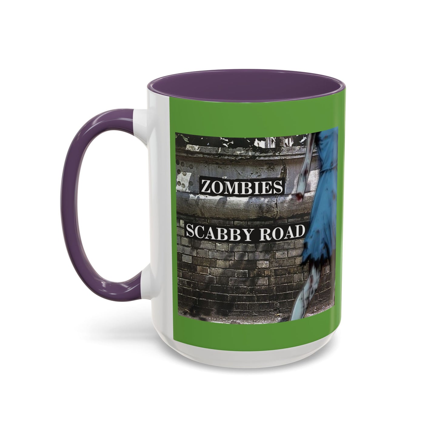 2-sided, Scabby Road Green Accent Mug by CreepyCrafts.boo