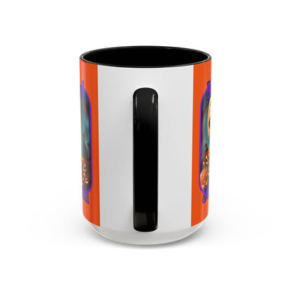 Blessed Samhain Cute Witch Purple font Orange Accent Mug by CreepyCrafts.boo