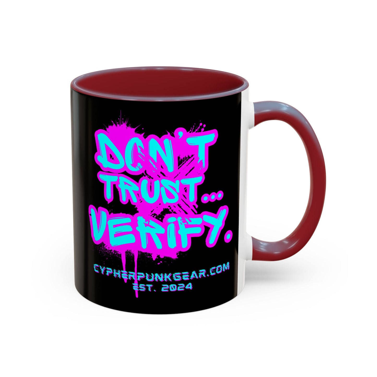 Don't Trust...Verify. Black Accent Mug by cypherpunkgear.com