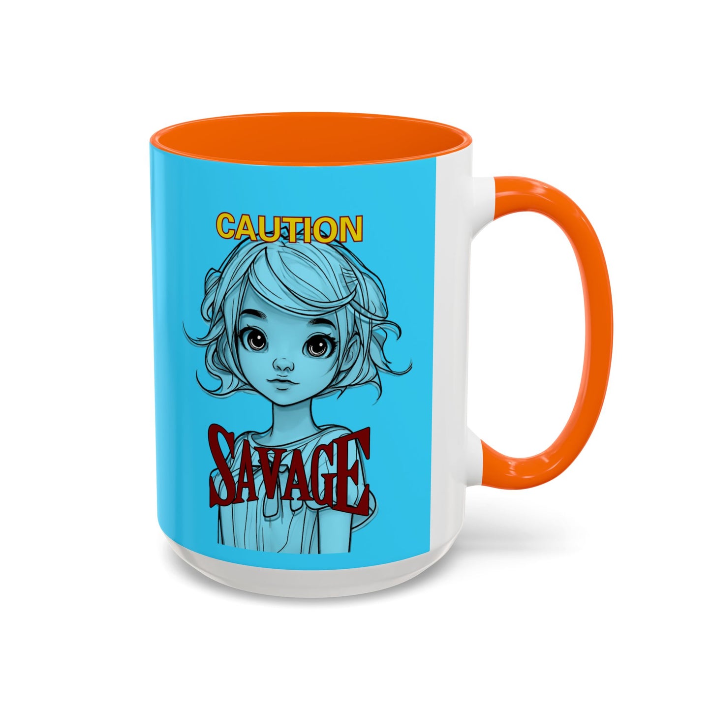 Caution, Savage Light Blue Accent Mug by cypherpunkgear.com