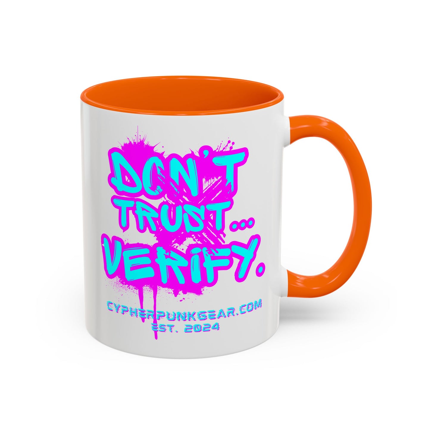Don't Trust...Verify. White Accent Mug by cypherpunkgear.com
