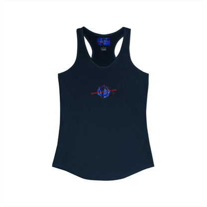 2-sided, cypherpunkgear.com Logo & Cityscape Women's Racerback Tank Top by cypherpunkgear.com