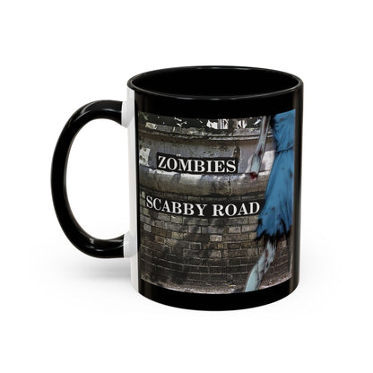 2-sided, Scabby Road Black Accent Mug by CreepyCrafts.boo