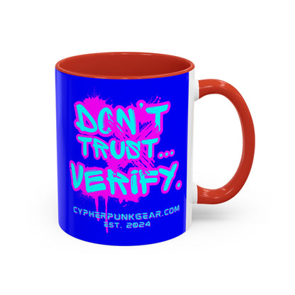 Don't Trust...Verify. Dark Blue Accent Mug by cypherpunkgear.com