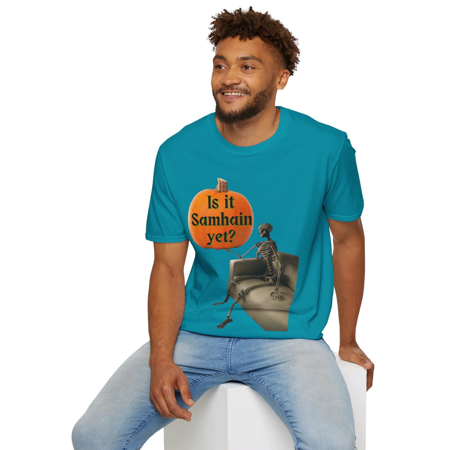 Waiting for Samhain Skeleton DKcolors Unisex T-Shirt by cypherpunkgear