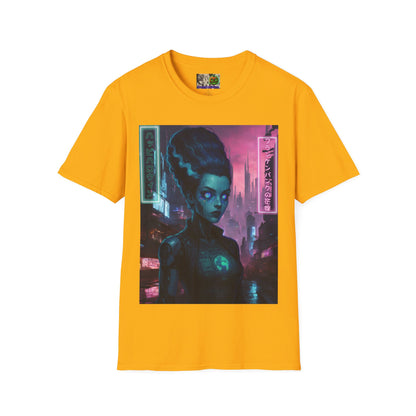 Neon Bride of Frankenstein Light colors Unisex T-Shirt by CreepyCrafts.boo