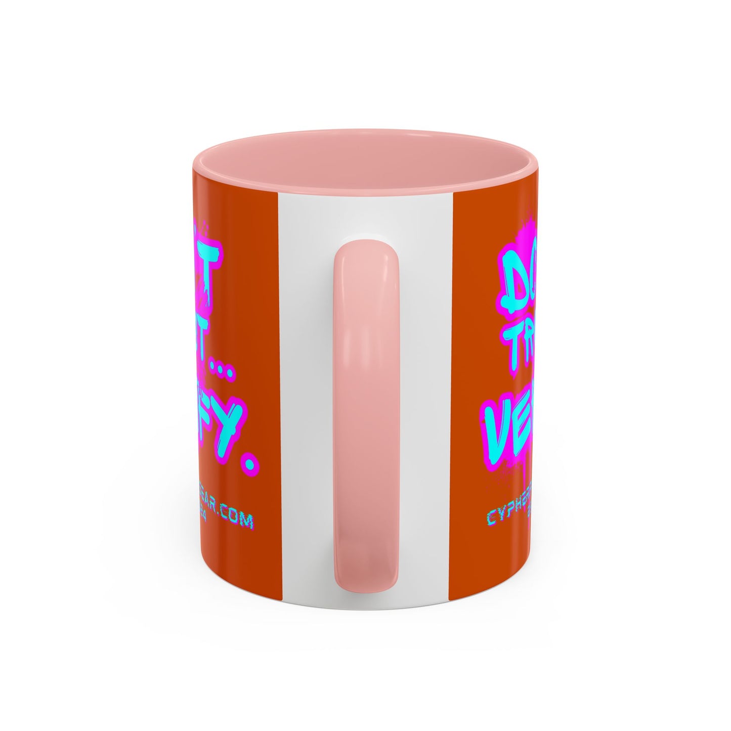 Don't Trust...Verify. Orange Accent Mug by cypherpunkgear.com
