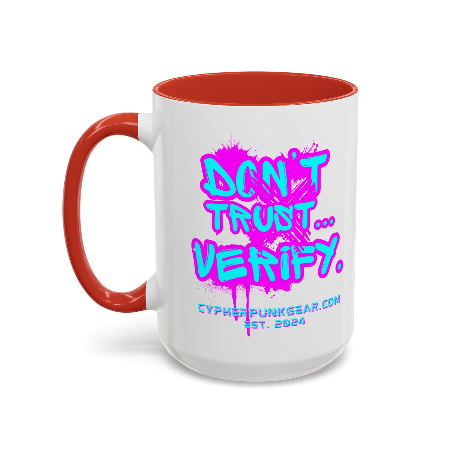 Don't Trust...Verify. White Accent Mug by cypherpunkgear.com