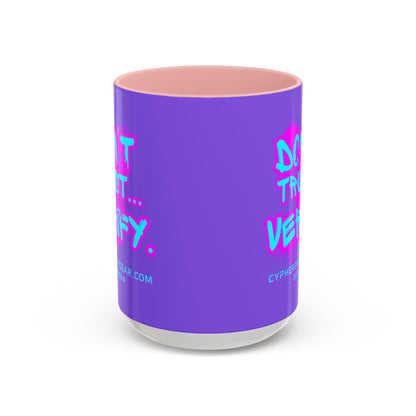 Don't Trust...Verify. Light Purple Accent Mug by cypherpunkgear.com