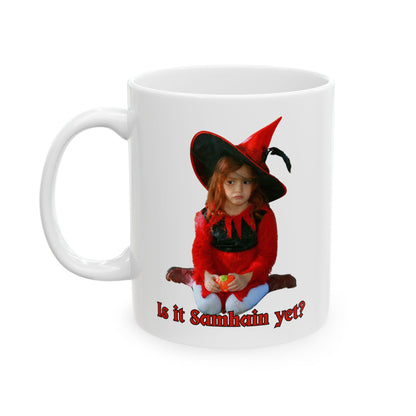 Is it Samhain yet? White Mug by CreepyCrafts.boo