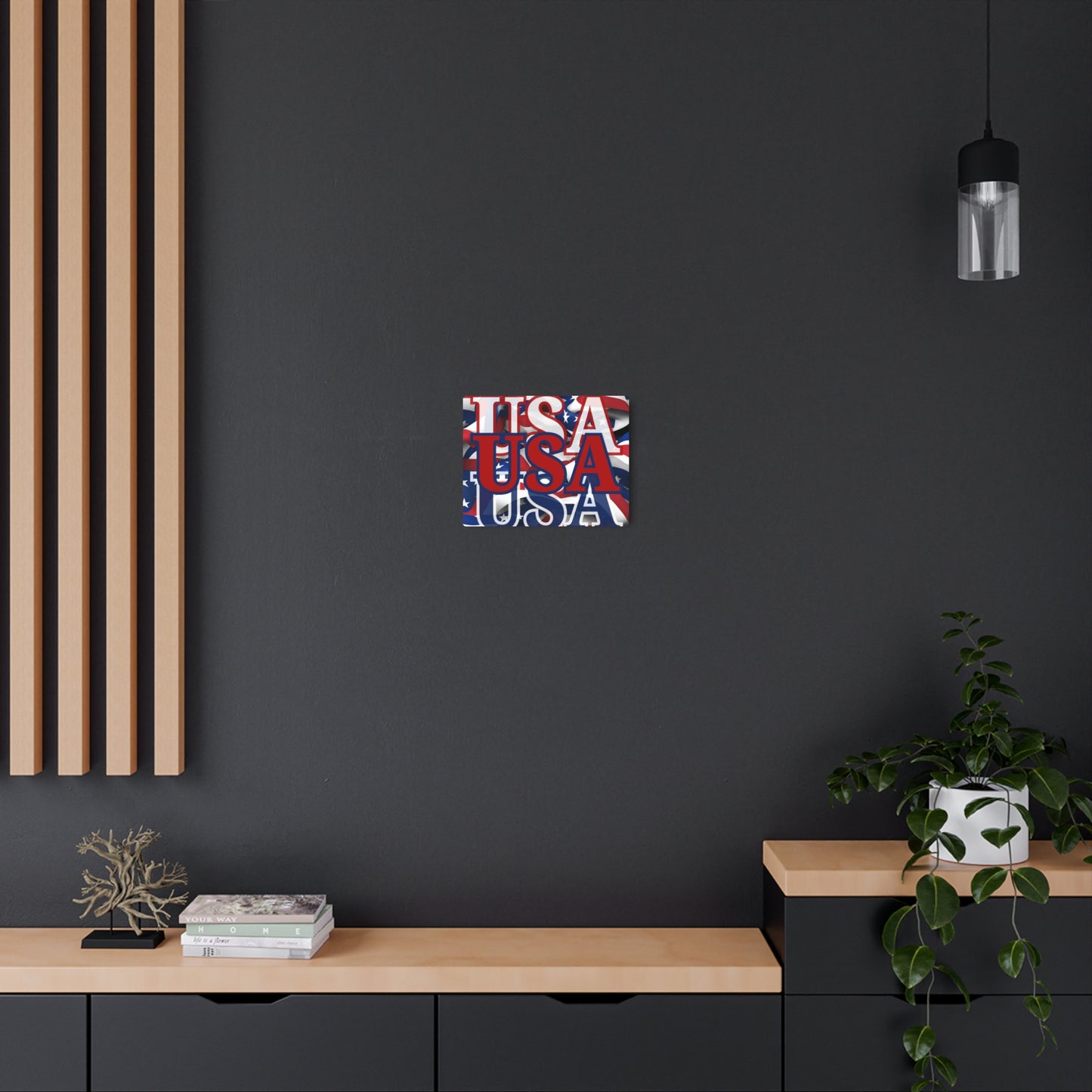 USA! USA! USA Red Center Metal Art Sign by cypherpunkgear