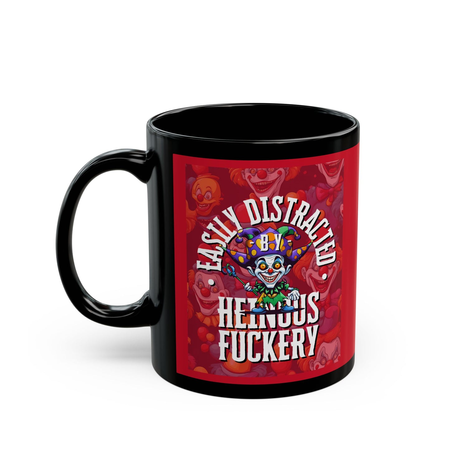 Easily Distracted by Heinous Fuckery Little Jinx Red Mug by cypherpunkgear.com