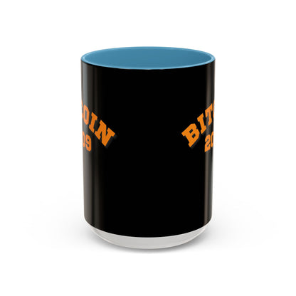 Bitcoin 2009 Black Accent Mug by cypherpunkgear.com