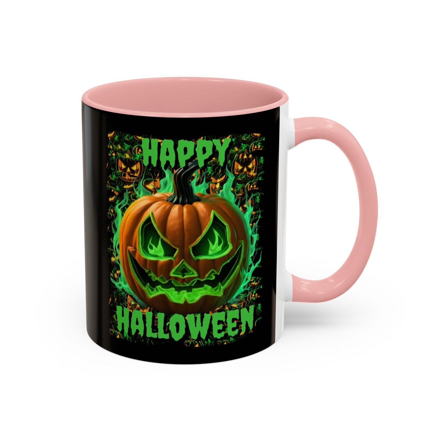 Happy Halloween Green Jack Black Accent Mug by CreepyCrafts.boo