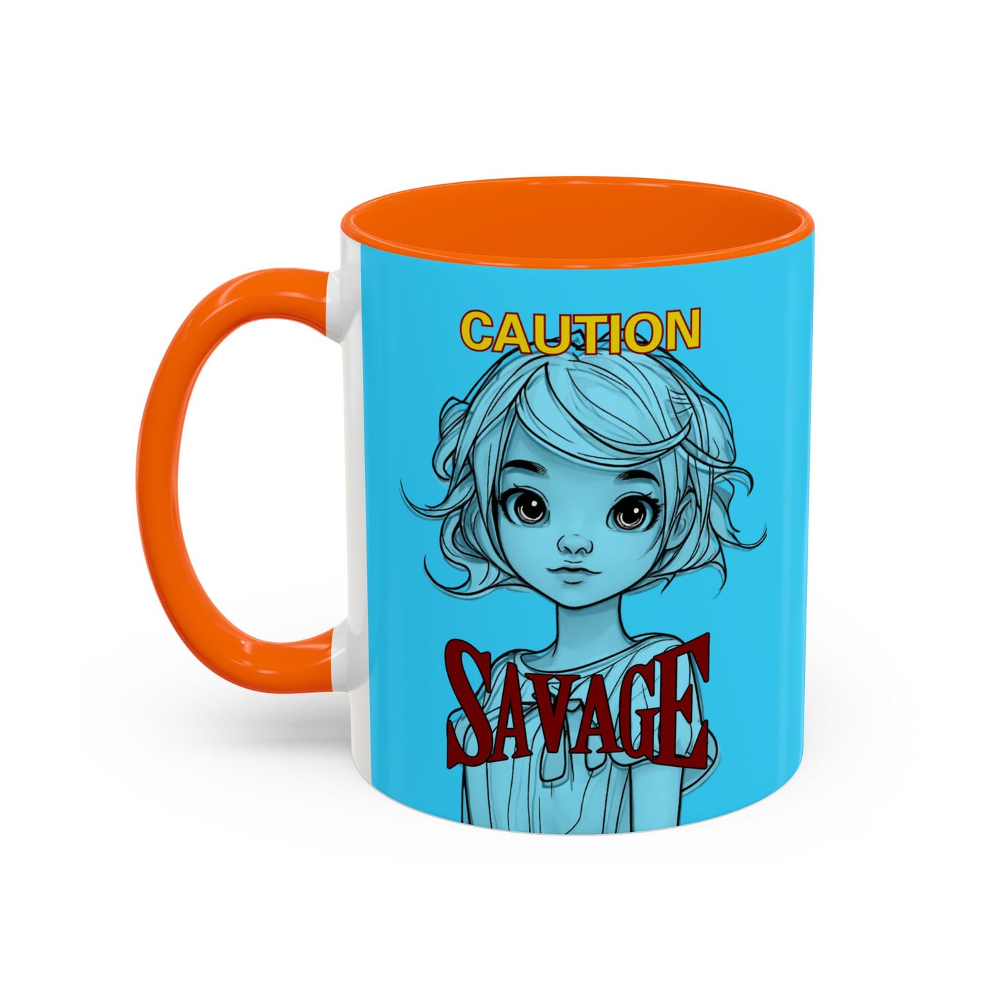 Caution, Savage Light Blue Accent Mug by cypherpunkgear.com