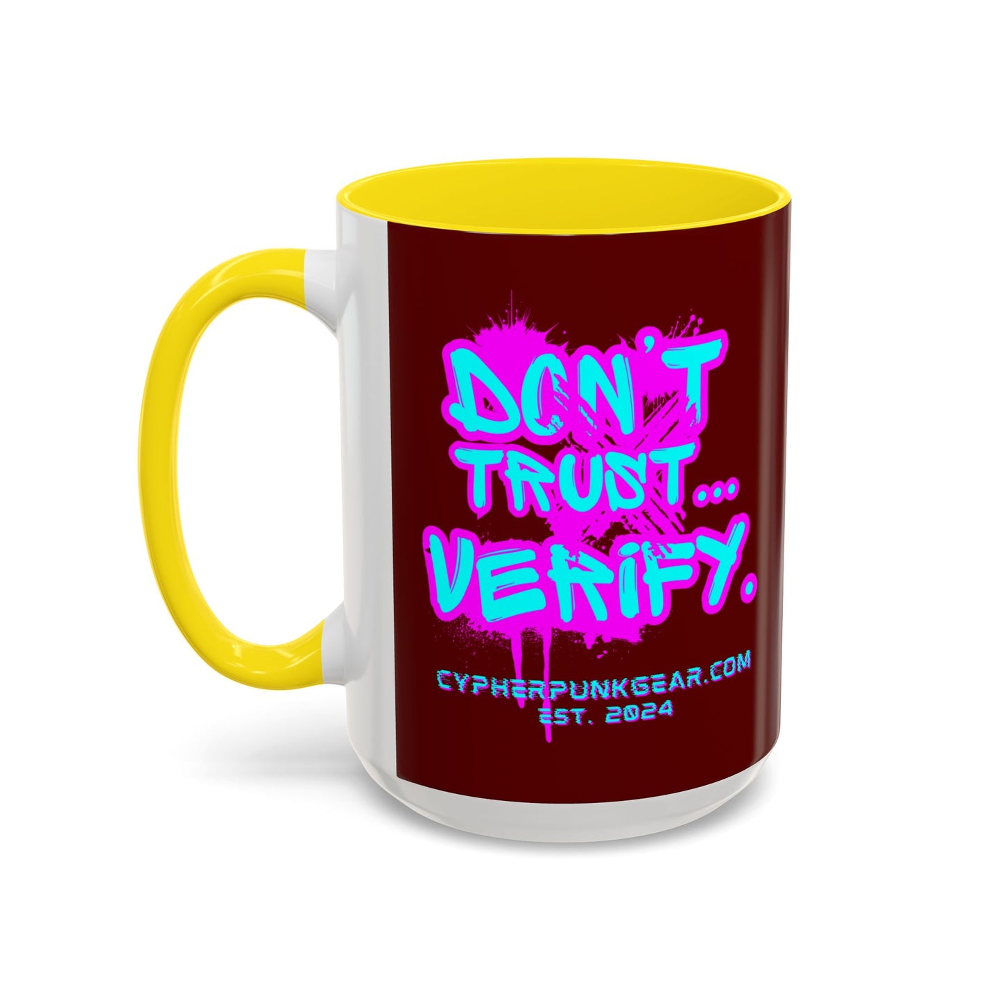 Don't Trust...Verify. Red Accent Mug by cypherpunkgear.com