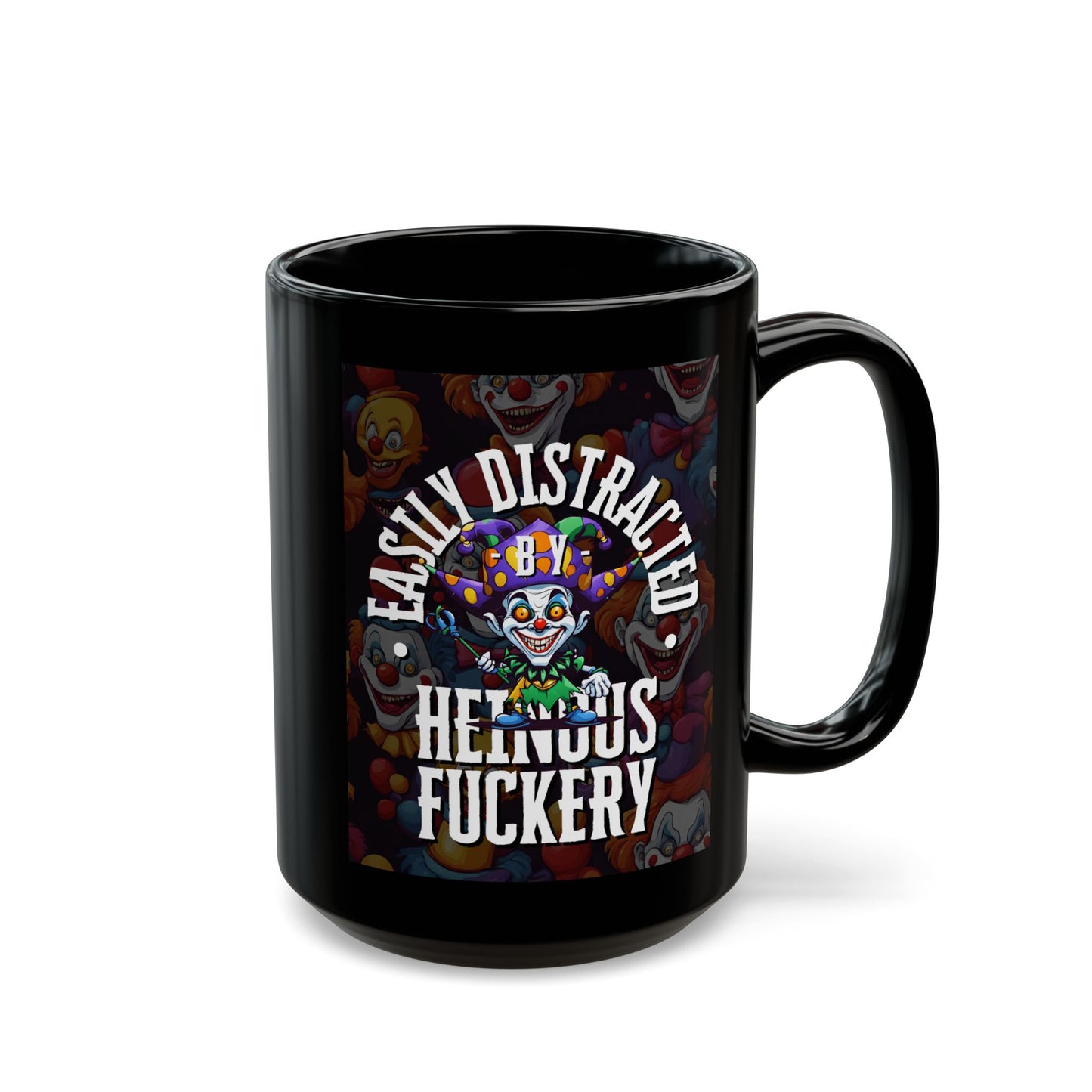 Easily Distracted by Heinous Fuckery Little Jinx Black Mug by cypherpunkgear.com