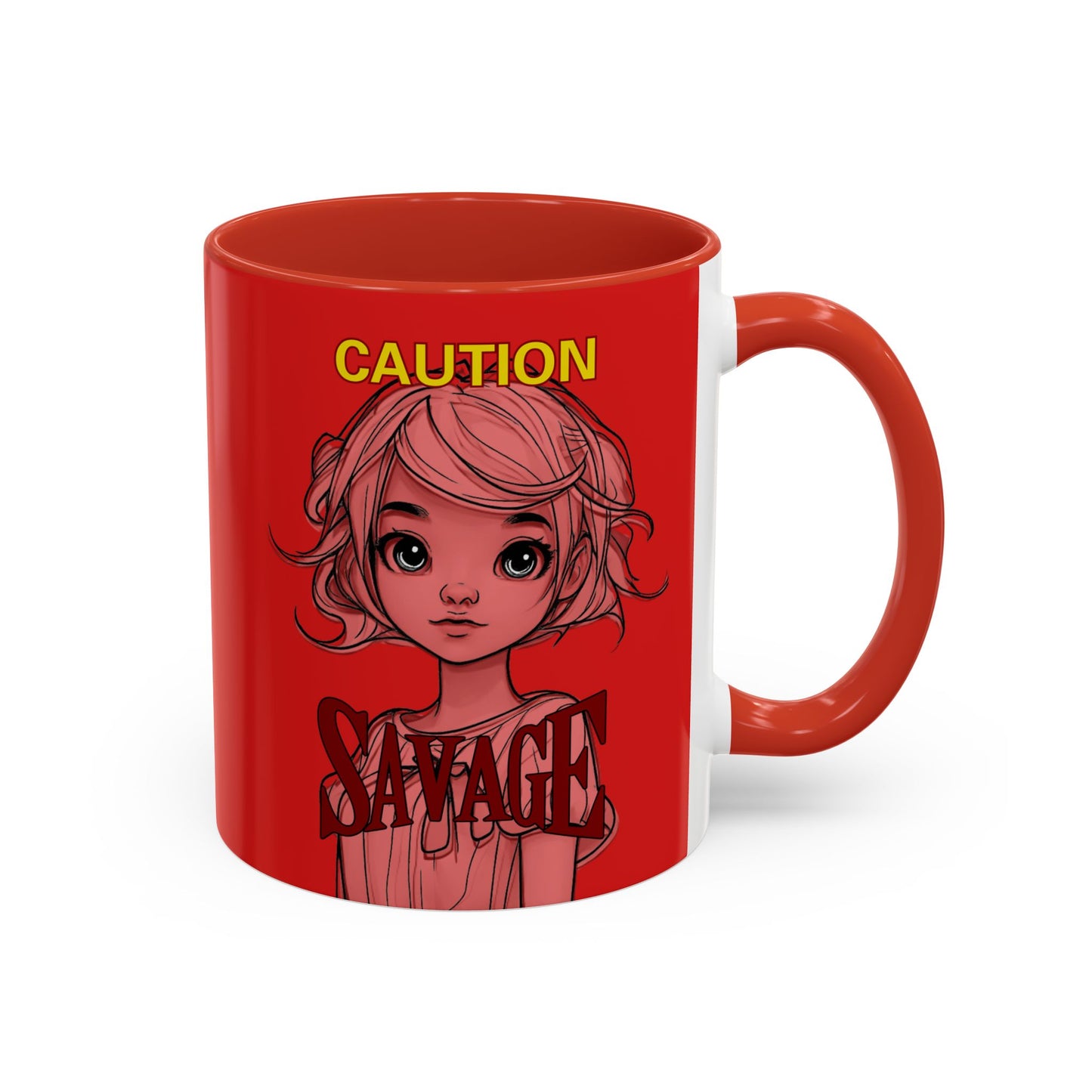 Caution, Savage Red Accent Mug by cypherpunkgear.com