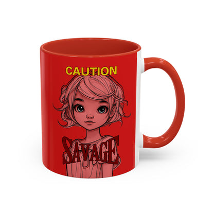 Caution, Savage Red Accent Mug by cypherpunkgear.com