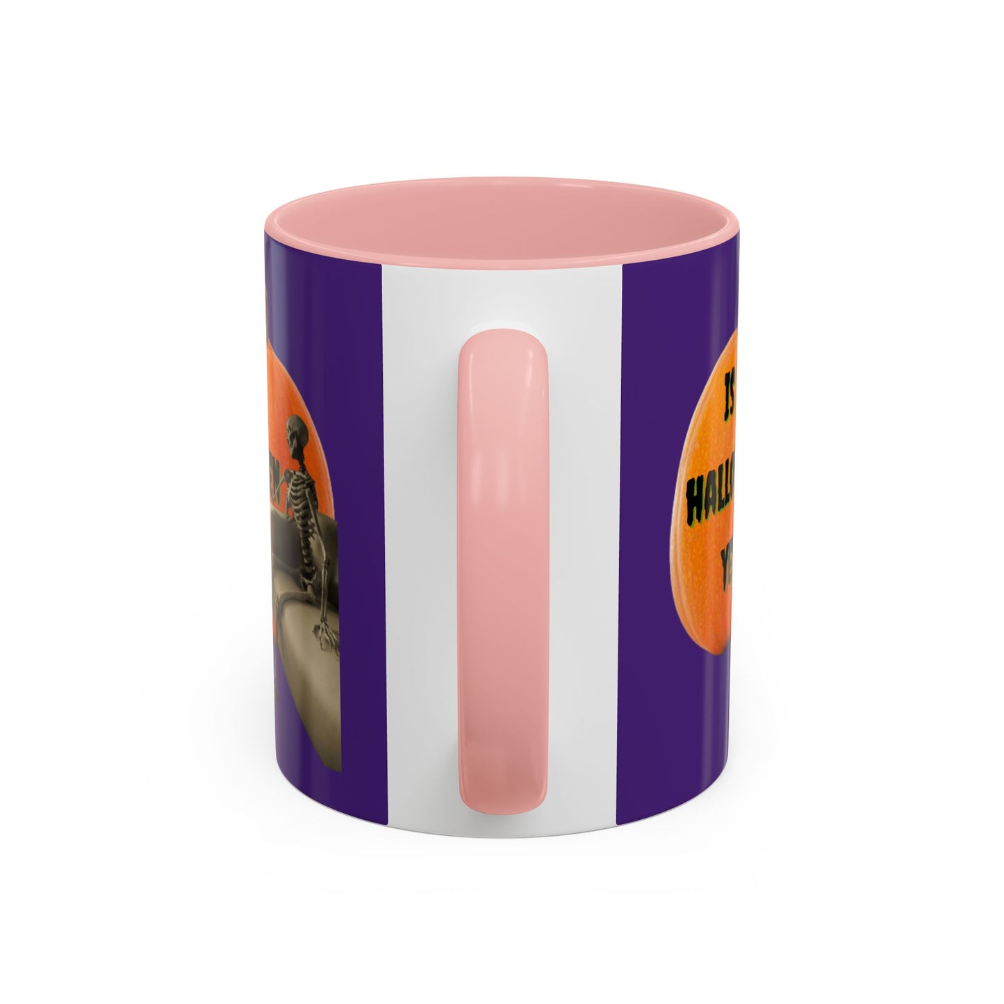 Is it Halloween yet? Skeleton's Giant Pumpkin Purple Accent Mug by CreepyCrafts.boo