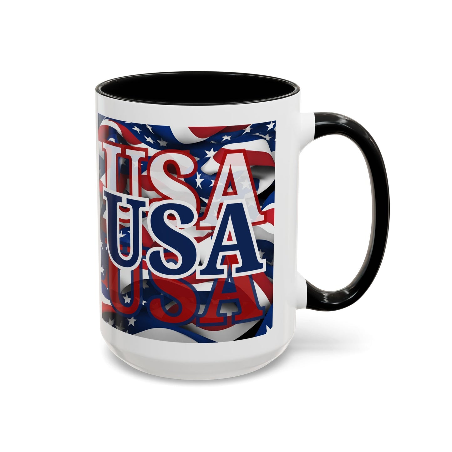 USA Blue font Center Patriot Accent Mug by cypherpunkgear.com