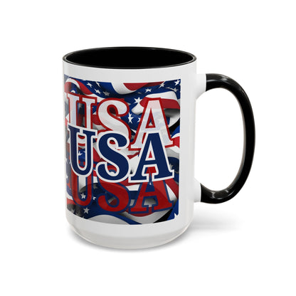 USA Blue font Center Patriot Accent Mug by cypherpunkgear.com