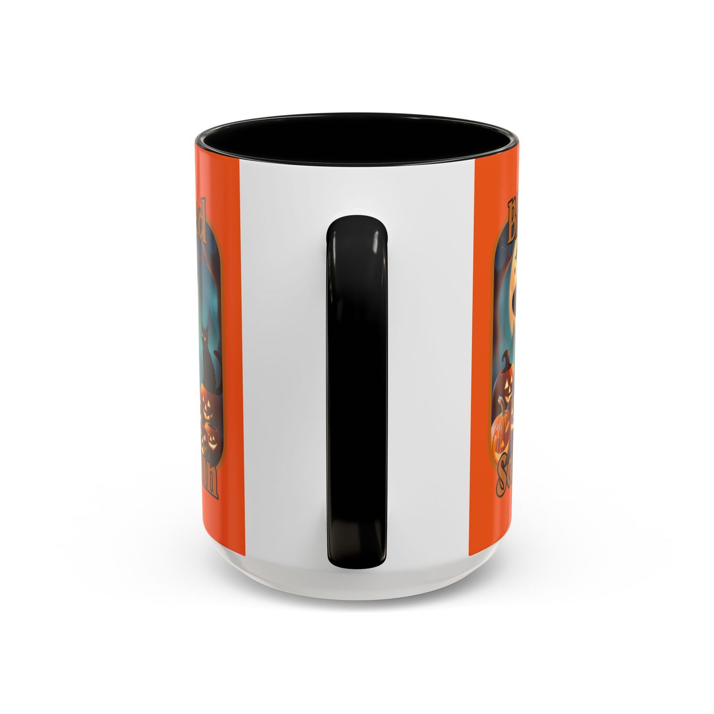 Blessed Samhain Cute Witch Orange font Orange Accent Mug by CreepyCrafts.boo