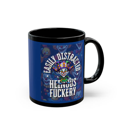 Easily Distracted by Heinous Fuckery Little Jinx Dark Blue Mug by cypherpunkgear.com