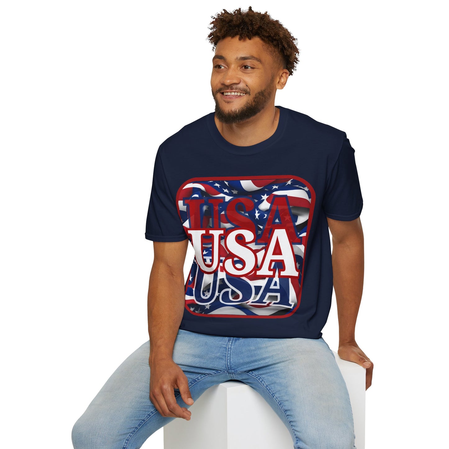 Red WHITE and Blue USA Patriot Dark colors Unisex T-Shirt by cypherpunkgear.com