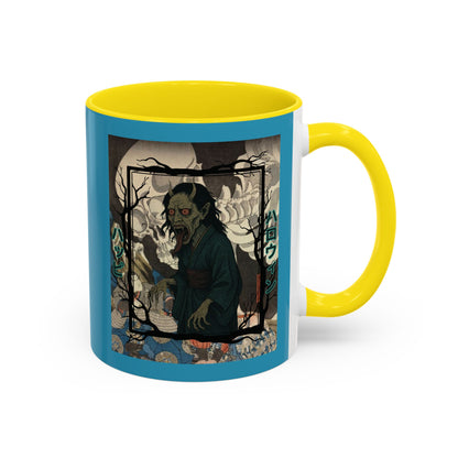 Yōkai Happy Halloween Turquoise Accent Mug by CreepyCrafts.boo