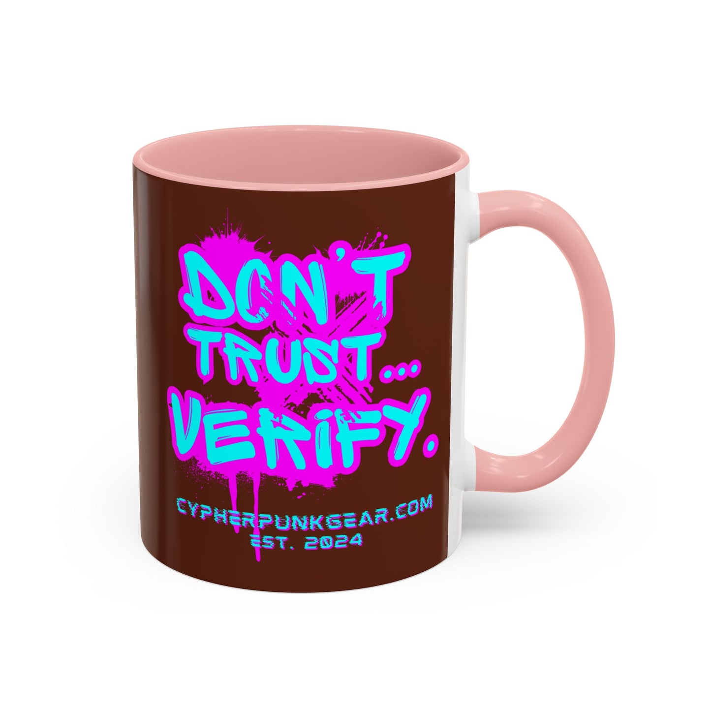Don't Trust...Verify. Brown Accent Mug by cypherpunkgear.com