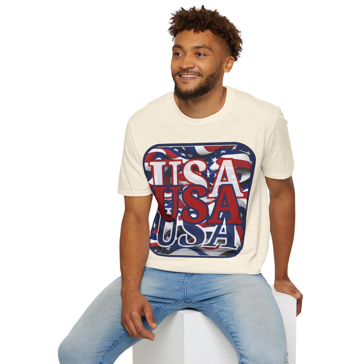 RED White and Blue USA Patriot Light colors Unisex T-Shirt by cypherpunkgear.com