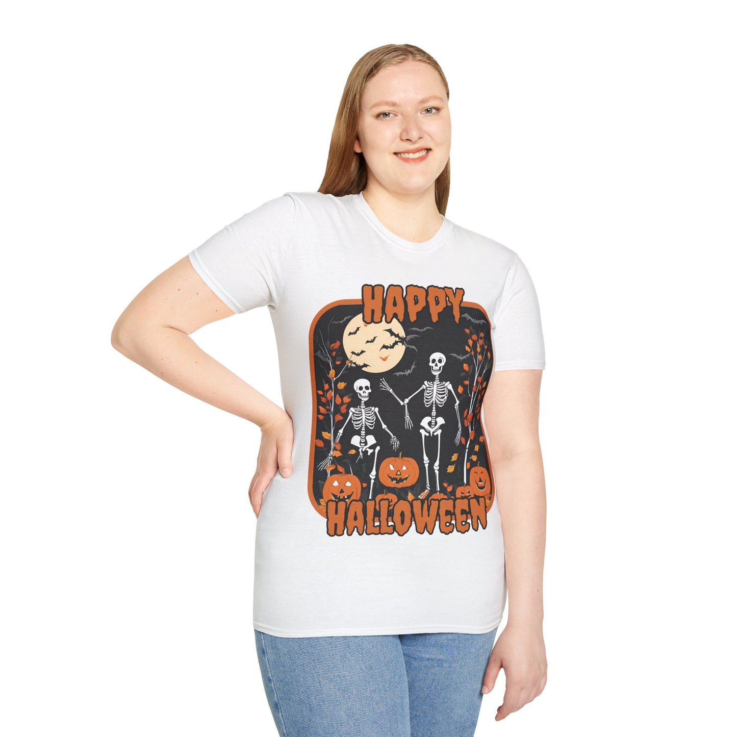 Spooktacular Skeletons of Halloween Light colors Unisex T-shirt by CreepyCrafts.boo