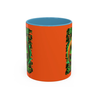 Blessed Samhain Green Jack Orange Accent Mug by CreepyCrafts.boo